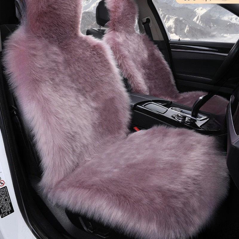 Sätesöverdrag, Elegant Design Fullstorlek Bilsätesdyna Mjuk Lång Ull Varm Sittdyna Överdrag Vinter Skydd-Universell Passform för Bilar Förarsäte Kontor Front row-2PCS flerfärgad