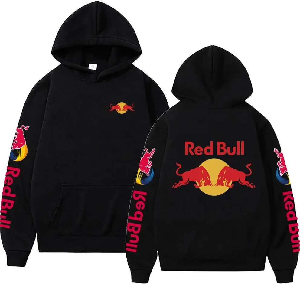 Red Bull Logotyp Tryck Herrhuvtröja Vår Höst Ny Mode Casual Mode Bekväm Varm Lös Överdimensionerad Y2k Kvinna Man Huvtröja L beige