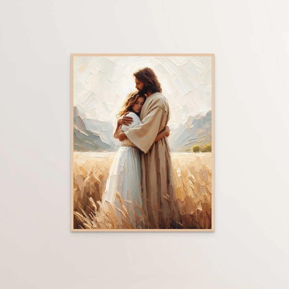 Jesus Kristus Canvas Postres Kristus Jesus Porträtt Väggkonst Tryck Affisch Jag Ska Gå Med Kristus Bibelvers Present Affisch 40x60cm