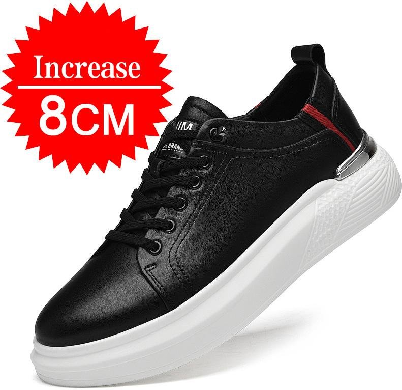 2024 Herrsneakers i äkta läder, hissskor, osynliga, andningsbara, höjningsskor, 8/10 cm, herrsneakers i casual-stil 43
