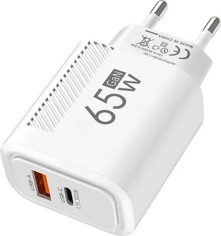 Total 65W USB C Laddare GaN Snabbladdning Väggladdare För iPhone Samsung Xiaomi Snabbladdning EU/US Plugg Telefonladdare Adapter vit