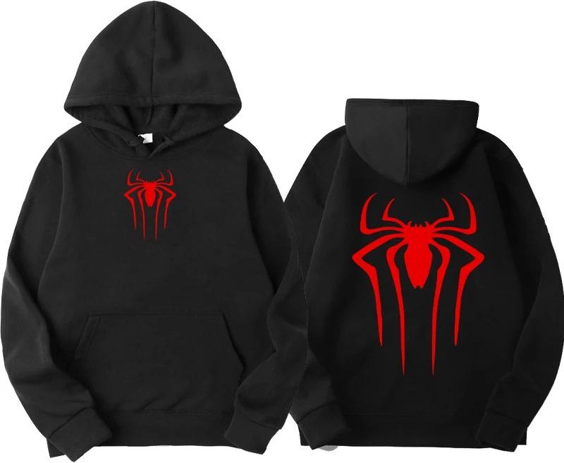 Herr Mode Tryckt Spindel Huvtröja Casual Sweatshirt Topp Spindel Huvtröja Sweatshirt Harajuku Herr- och Dam Huvtröja Kläder XXL black