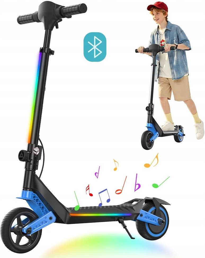 Hopfällbar elektrisk sparkcykel barn AgileRide K6 för de yngsta 9 km LED-belysning anslutningsmöjlighet