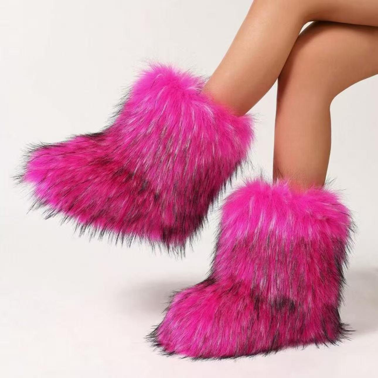 Trendiga Varma Lättviktiga Snökängor med Halkskydd för Höst och Vinter - Europeisk & Amerikansk Het Tjej Stil Size 43 pink