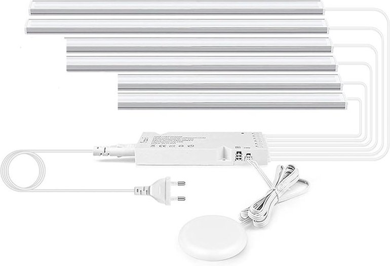 6 st Dimbar LED Vägglampa för Träribbväggpanel i Parallell med Touchsensorbrytare för Väggdekor (2*30cm +2*40cm+2*50cm) varmvit färg