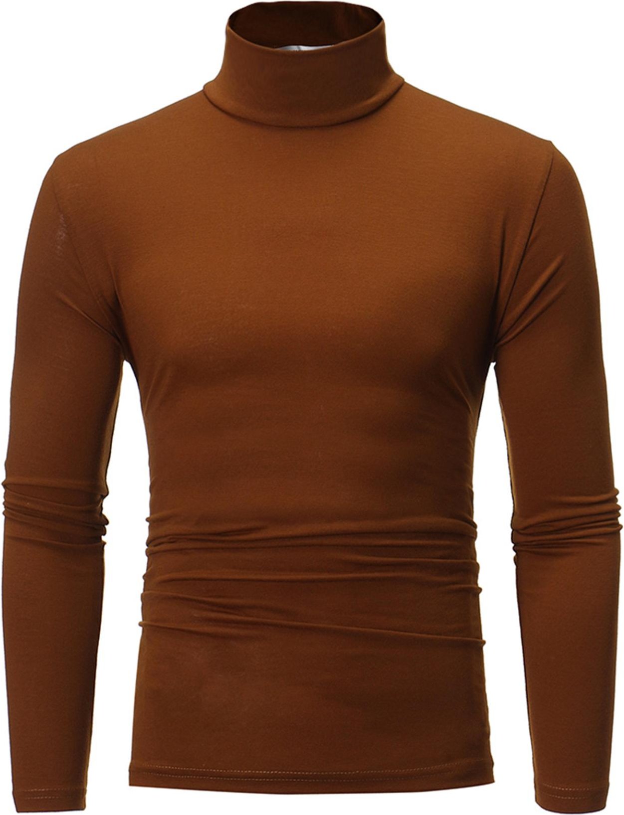 Polokrage Slim Fit Långärmad T-shirt Casual Pullover med hög krage Toppar Basic Polohalsar Slim Fit T-shirts 3XL