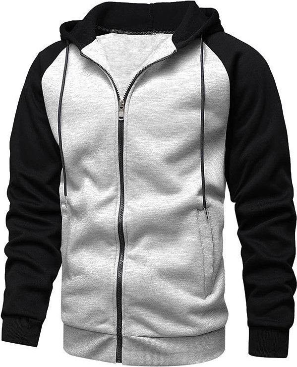 Raglan ärm för herr dragkedja Luvtröjor Lösa Sportkläder Sweatshirts Luvtröjor Herrjackor L ljusgrå färg