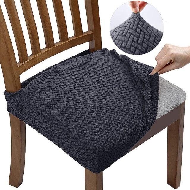 Ny design Jacquard stolsöverdrag Avtagbara tvättbara anti-damm Stretch Spandex matsals klädda stolsitsar överdrag Universal mörkgrå färg