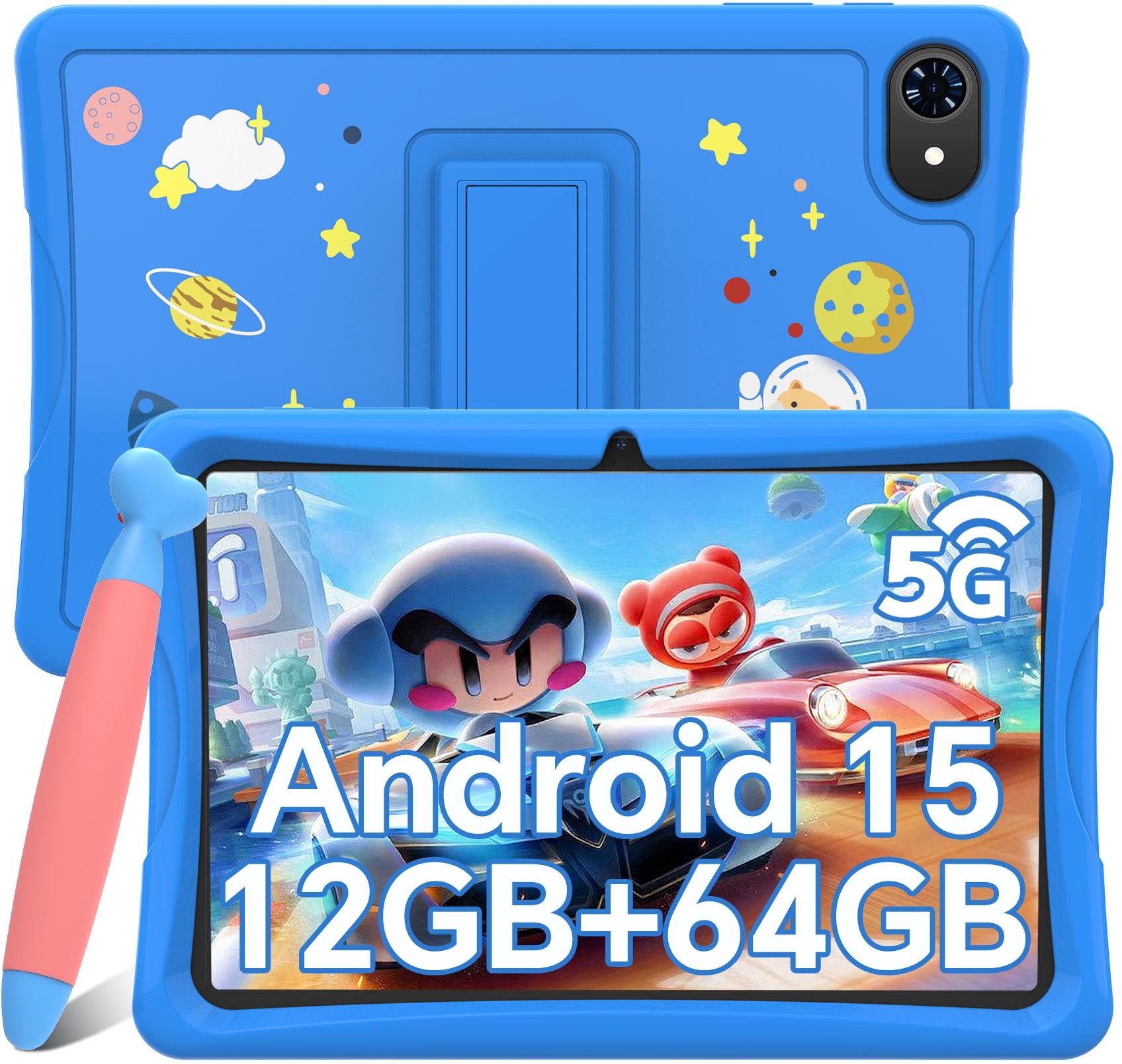 TABWEE K10 10,1 tum Barnsurfplatta Android 15, 4 GB RAM 64 GB ROM, Stor skärm Widevide L1, Octa-core RK3562, 5000 mAh, 5G WiFi