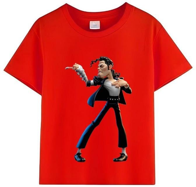 Barn Michael Jackson Rock N Roll T-shirt Barnmode Rundhalsad Topp Sommar Vardagskläder för Små Pojkar Och Flickor 120 red