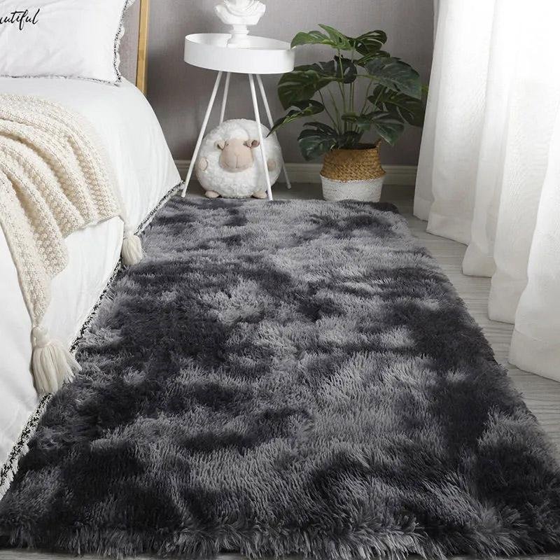 Matta Sovrum Sängmatta Plysch Vardagsrum Hel Golvmatta Tjej Ins Room Smutsig Matta Soffa Matta Varm Stor Area Kudde 80*160cm mörkgrå färg