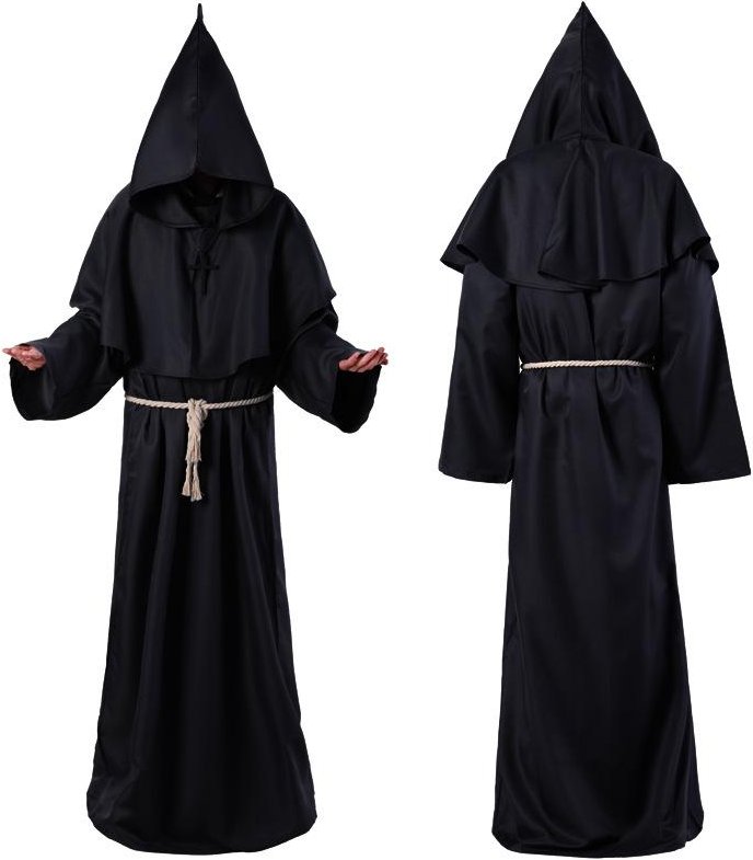 Trollkarlsdräkt Cosplay Medeltida munkbroder Dräkt Prästdräkt Forntida kläder Kristen kostym M