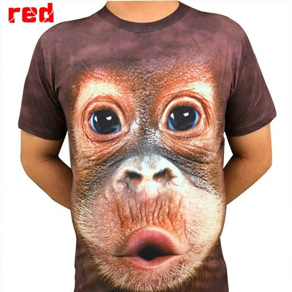 Herr Mode Casual 3D-tryckt Parodi Gorilla Rolig Apa T-shirt Coola Kortärmade Skjortor XL black