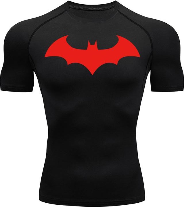 Bat Grafiska Kompressionsskjortor för Män Kortärmad Rash Guard Gym Träning Löpning T-shirt Sommar Atletisk Snabbtorkande T-shirts Toppar XL black