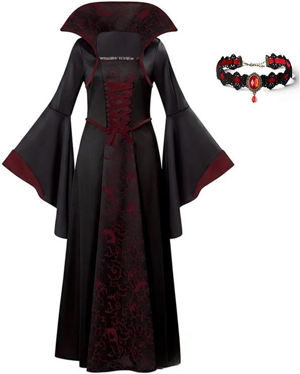 Flickor Cosplay Röd Vampyr Halloweenklänning För Barn Spökbrud Gotisk Kostym Vampiran Karnevalskläder Svarta Röda Kläder 110cm black
