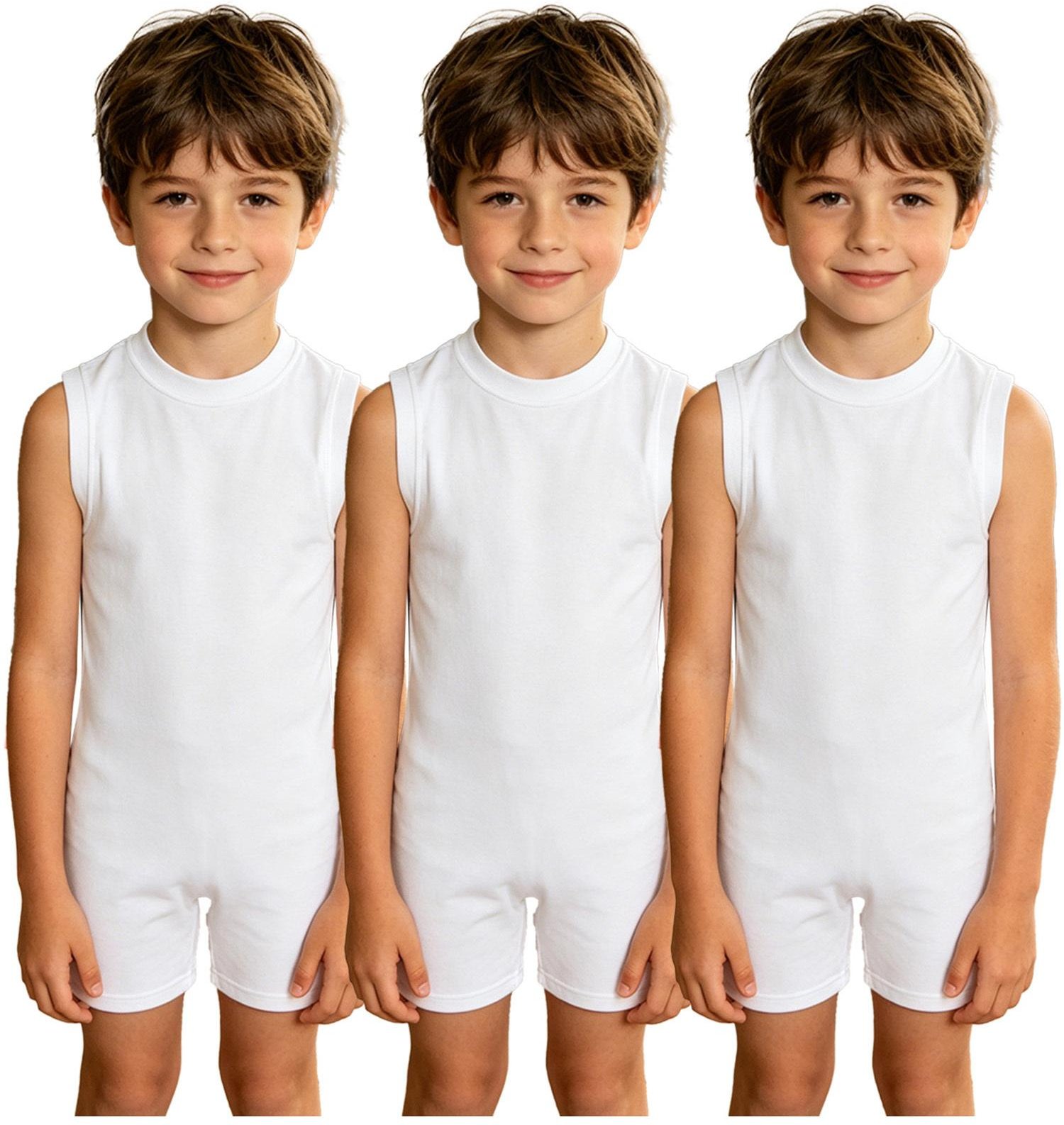 3 st Specialbehov Barn Anpassningsbar Jumpsuit Rund Hals Ärmlös Bak Dold Dragkedja Enfärgad för Enkel Påklädning Daglig Vård 5-6 Years