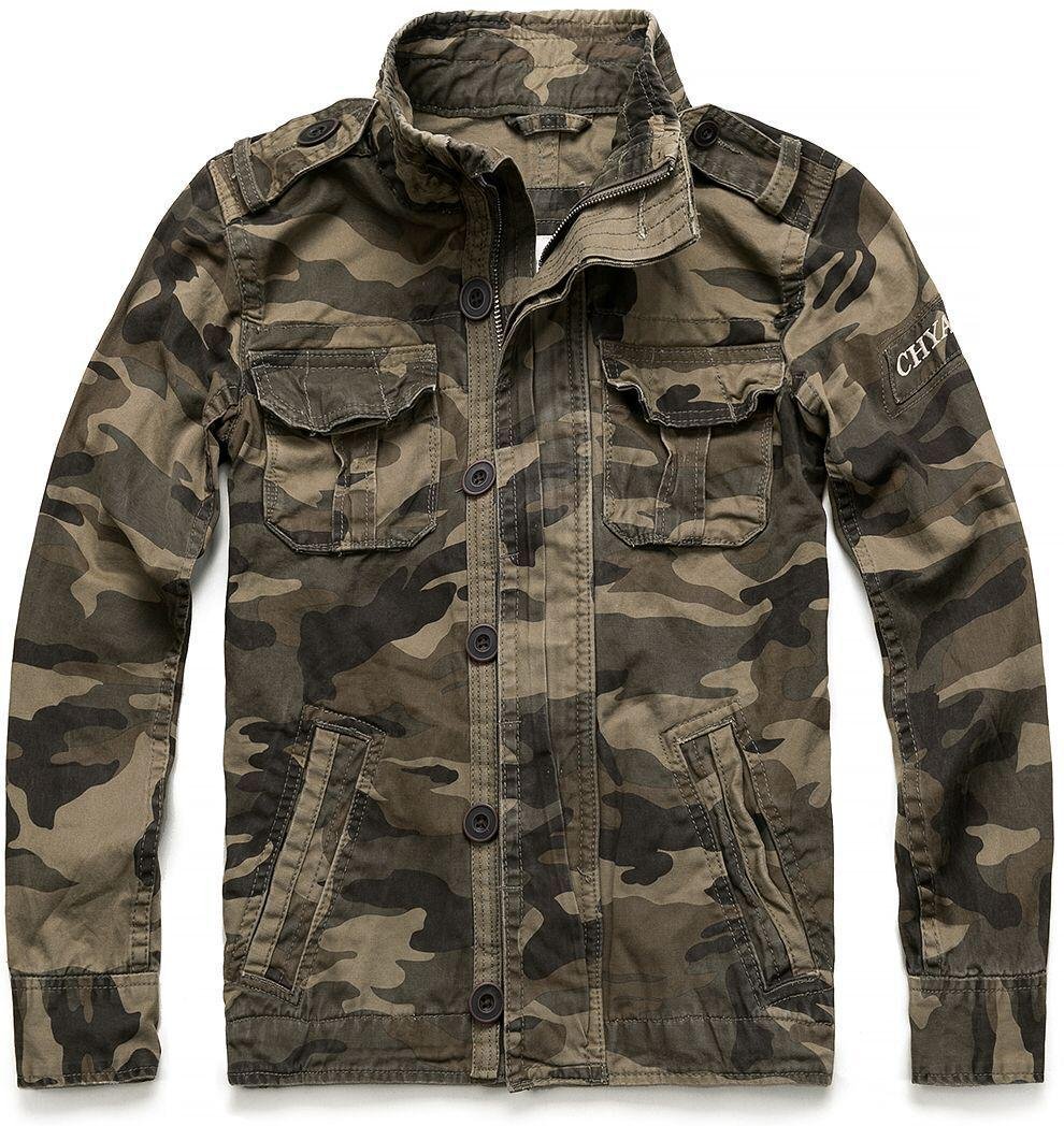 Kamouflage stridsjackor för män Retro Militärficka Herr Denim Macket Ytterkläder Kappor Casual Man Bomull S kamouflage/brun