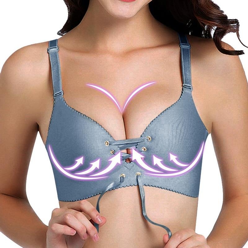 Sexiga kvinnor BH Bandage Remmar Underkläder Push Up Samla BH Sömlös justering BH 95B gray