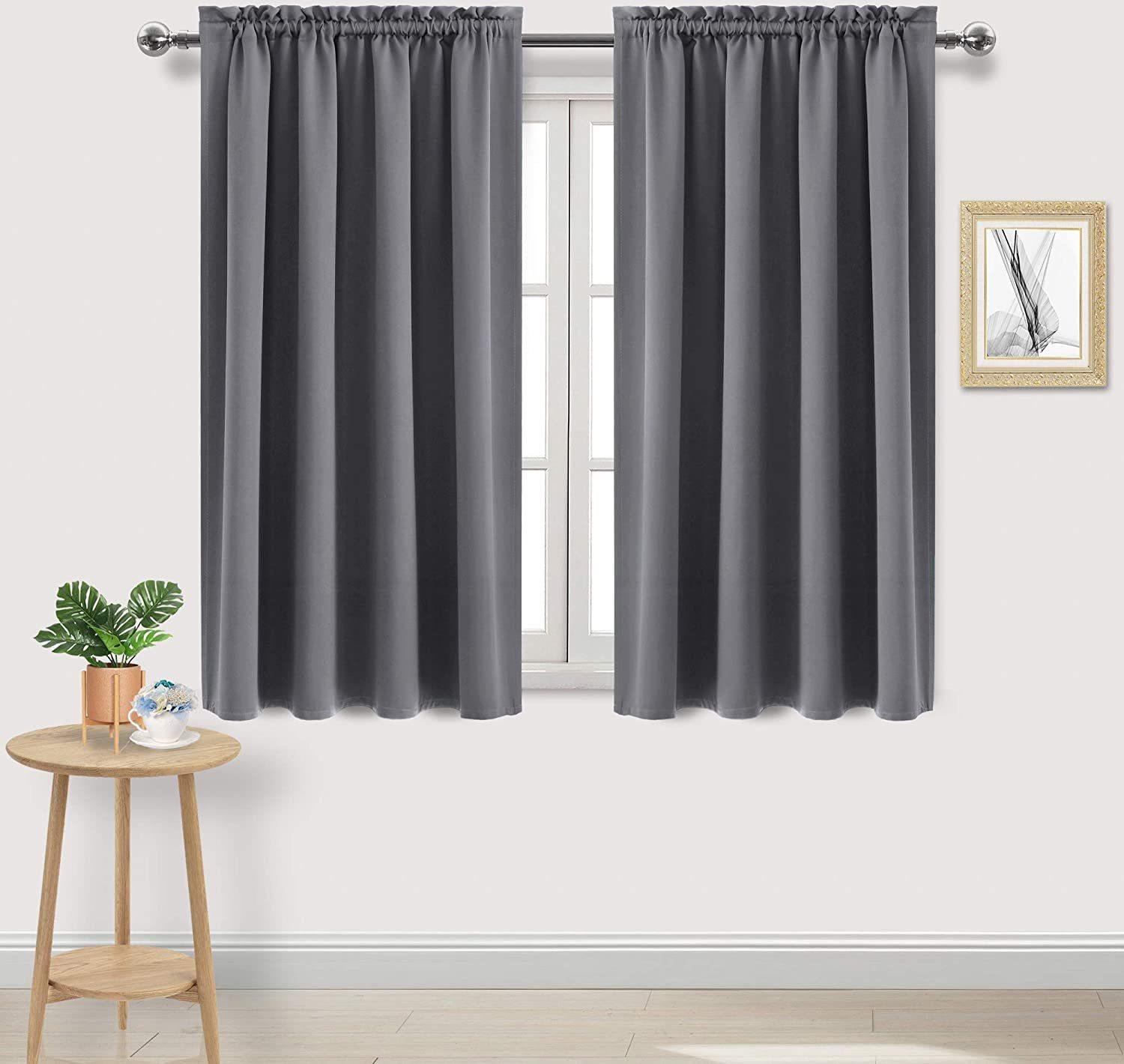 Moderna enfärgade mörkläggningsgardiner energibesparande termiskt isolerade rumsförmörkande draperier för sovrum vardagsrum 132X137cm/pc grå färg