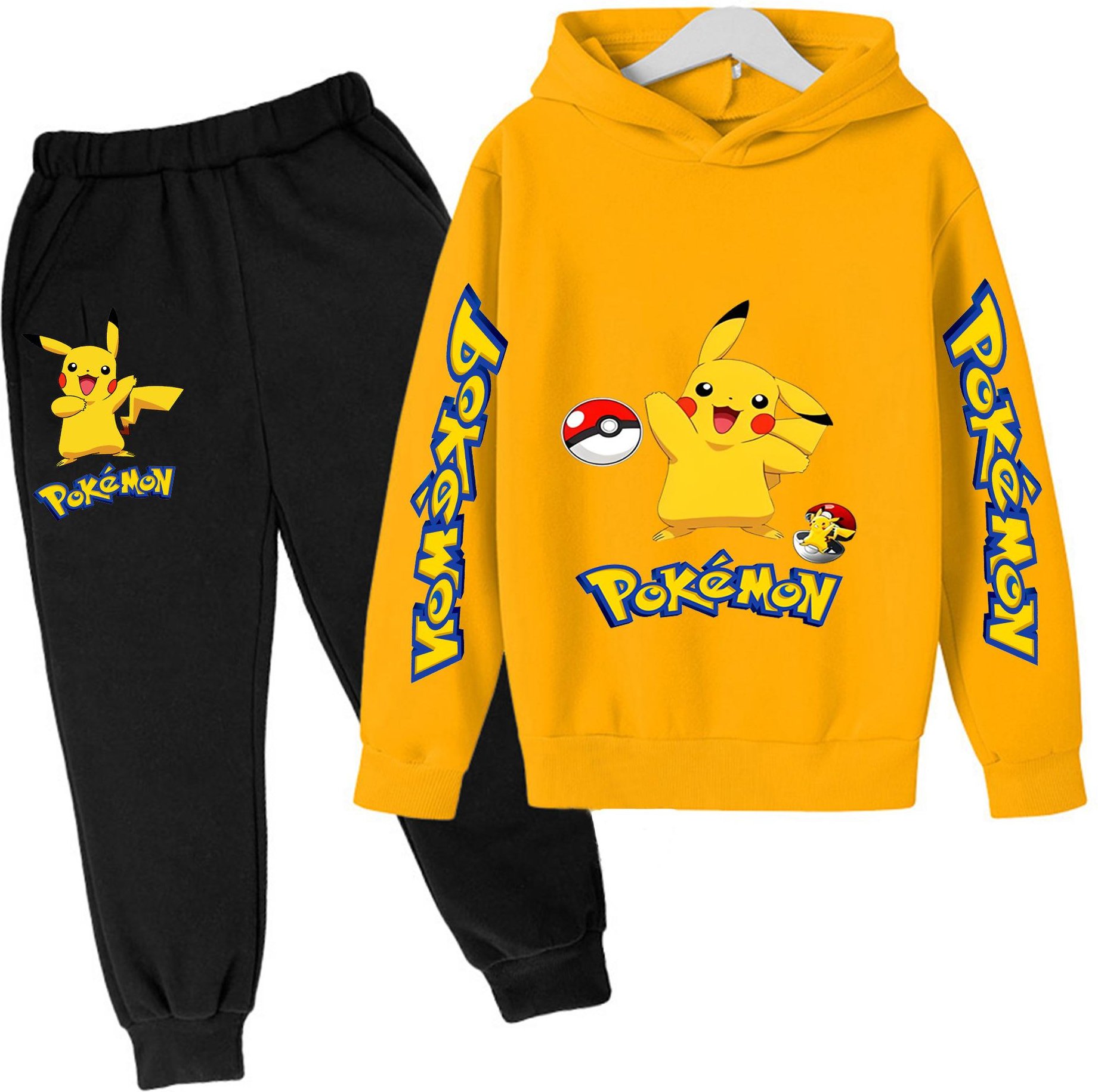 Barn Casual Anime Pikachus Huvtröja Set Vår Höst 3-14Å Pojkar Kläder Flickor 140cm