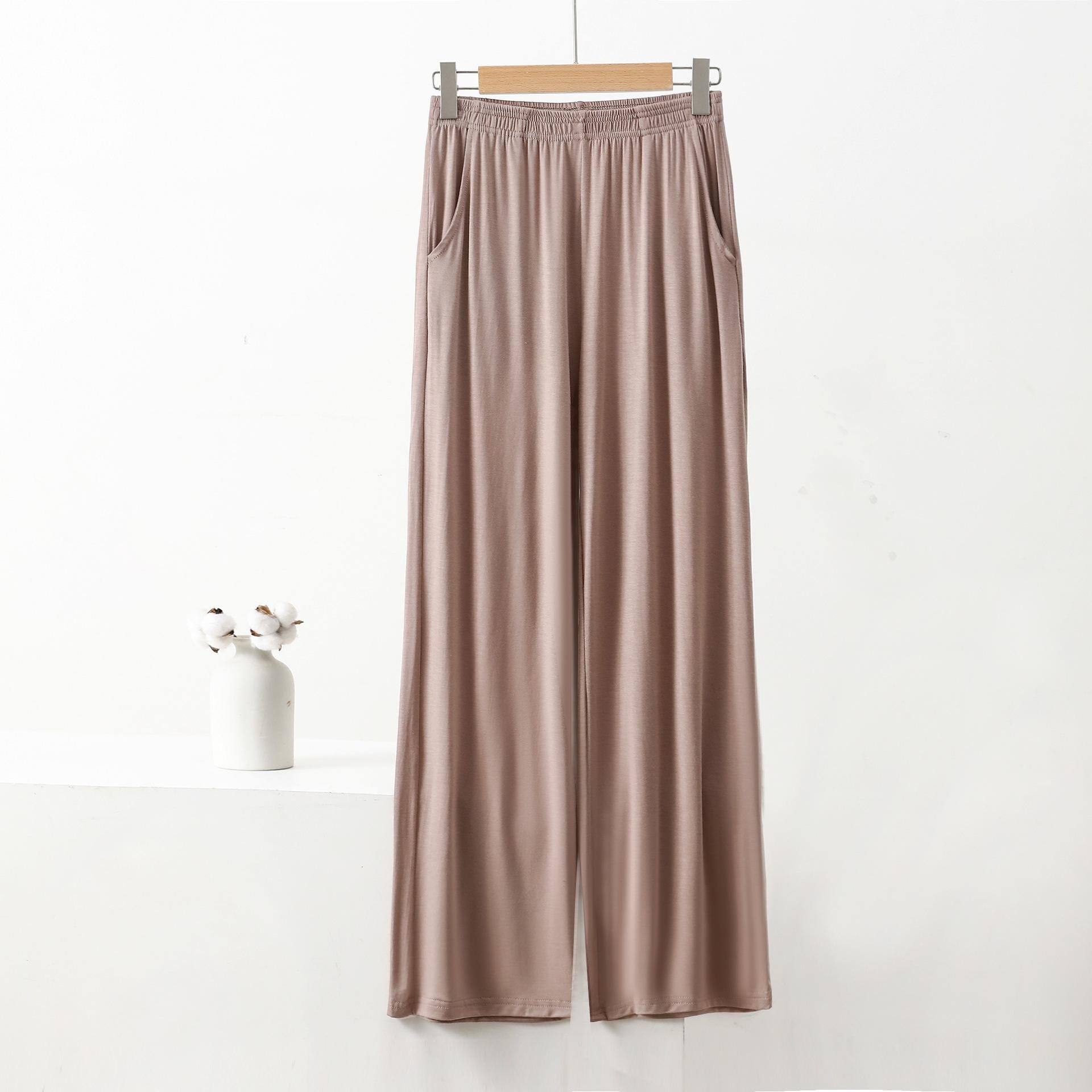 Chic enfärgad raka byxor för kvinnor med fickor Elastisk midja Byxor med vida ben Casual Lösa byxor Hög midja byxor Casual Lounge Yogabyxor 4XL gray