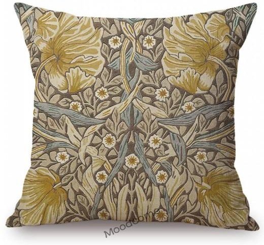 Klassisk Morris Blomma Blommönster Pimpernel Röd Gul Rosa Blå Hemkonst Soffa Kuddfodral Linne Kuddfodral 450mm*450mm