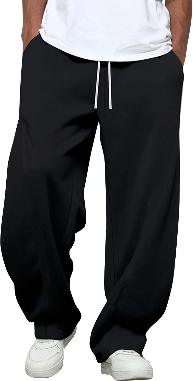 Baggy Träningsbyxor Herr Lös Passform Träningsbyxor för Herr Joggingbyxor för Herr Herr Träningsbyxor med Fickor Vardagsstil M svart