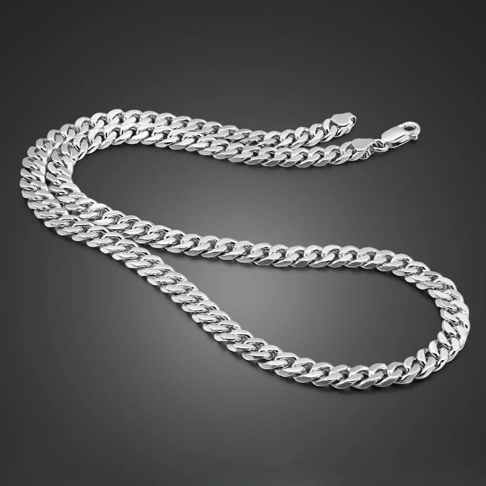 Äkta 100 % 925 Sterling Silver Herrhalsband Mode Punk Curb Cuban Link Chain 6 Mm 20-24 In Man Fine Smycken Present 66cm26 inches gray