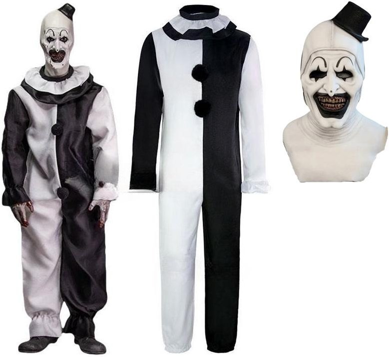 Art The Clown Cosplay Film Terrifier 2 Art The Clown Cosplay Kostym Jumpsuit Mask Halloween Kostymer Mask för Män Kvinnor XL black