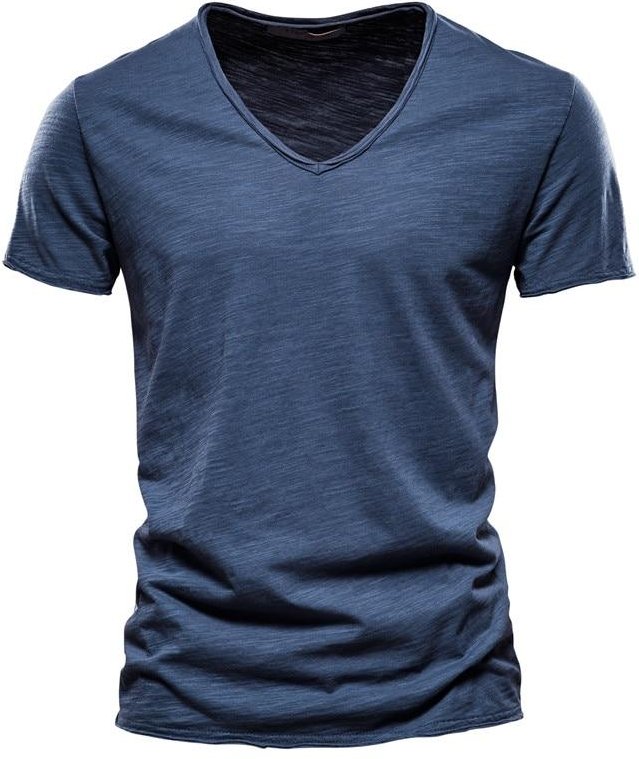 AIOPESON Summer 100% bomull Elasticity T-shirt Herr Casual Mjuk Fitness Shirt Herr T-shirt Toppar Tee Shirts V-ringad Kortärmad T-shirt Herr L