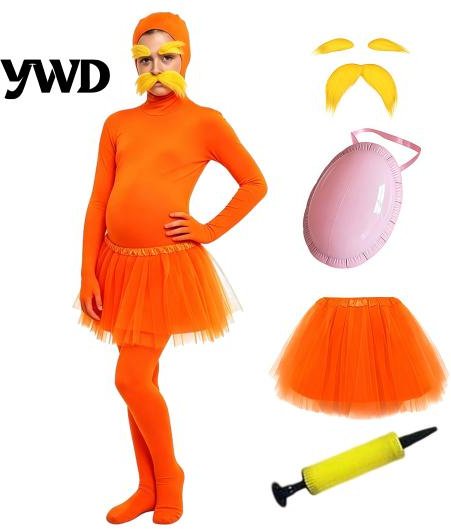 Halloween Cosplay-dräkt Orange Helkroppsdräkt, med Tyllkjol, Falsk Mage, Gul Mustasch & Ögonbryn, Unisex Zentai-dräkt Öppen Ansiktsdräkt, 150CM B red
