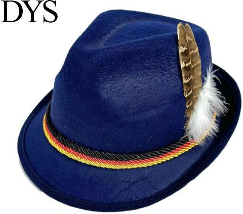 Mångsidig Casual Hatt Fedora med Fjäder, Kort Brätte Vintage Jazzhatt, Tysk Skolans Kulturfestival Accessoar Oktoberfest Kostymtillbehör E blue