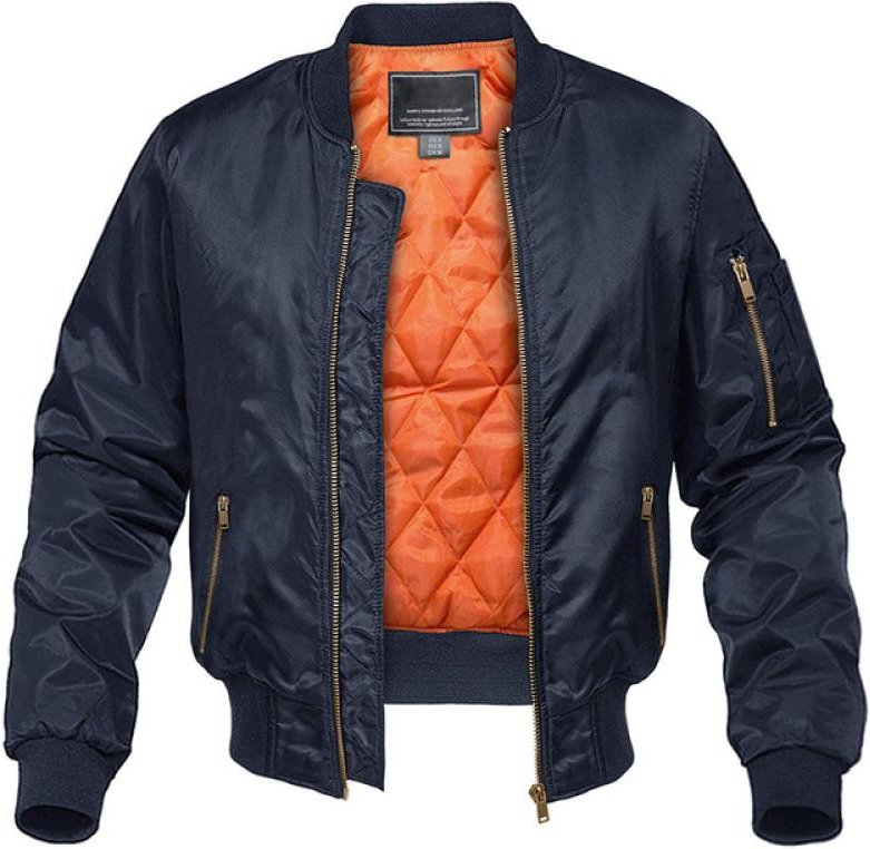 MAGCOMSEN Aviatorjackor för män Tjock Varm Orange Foder Bomberjackor Höst Vinter Casual Vindtäta kappor 4XL marinblå färg