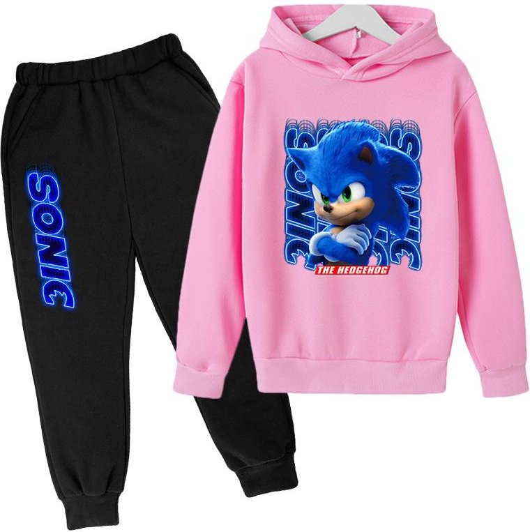 Varmt och bekvämt set för vintern Anime-serie Blå katt Färgtryckt Casual Hoodie Barnset 130cm blue