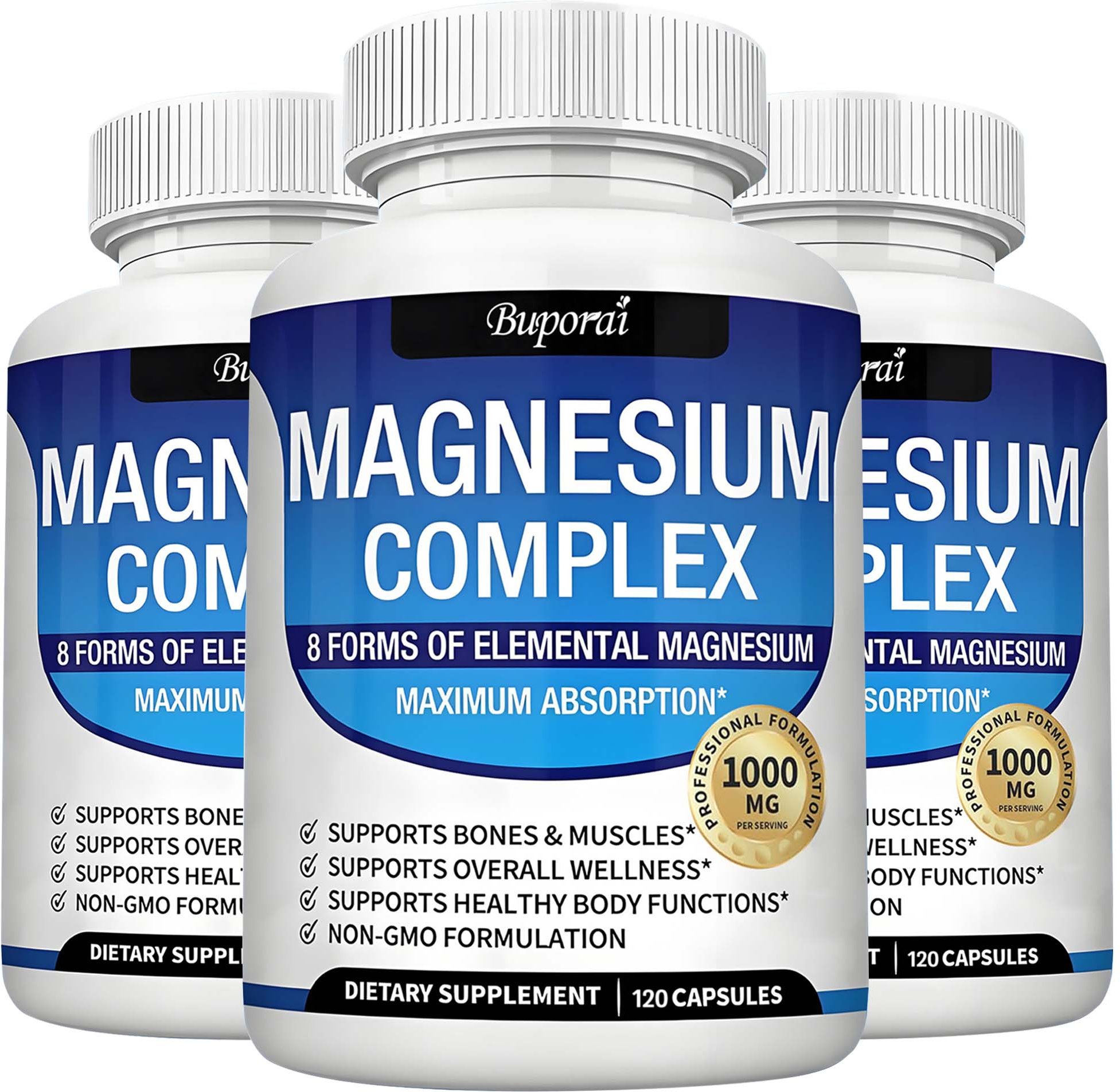 Komplexa Magnesiumkapslar: Innehåller magnesiumglycinat och magnesiummalat för maximal absorption och utnyttjande. 120*3
