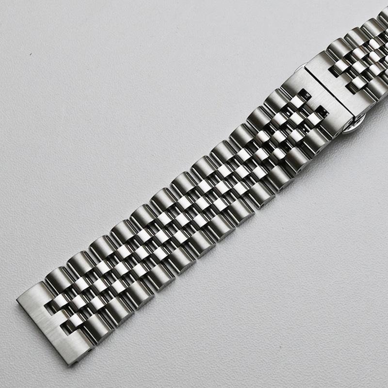 18mm 19mm 20mm 21mm 22mm Jubilee Böjda Ändar Klockarmband Rostfritt Stål Armband Ersätt Klockarmband Silver 22mm silver