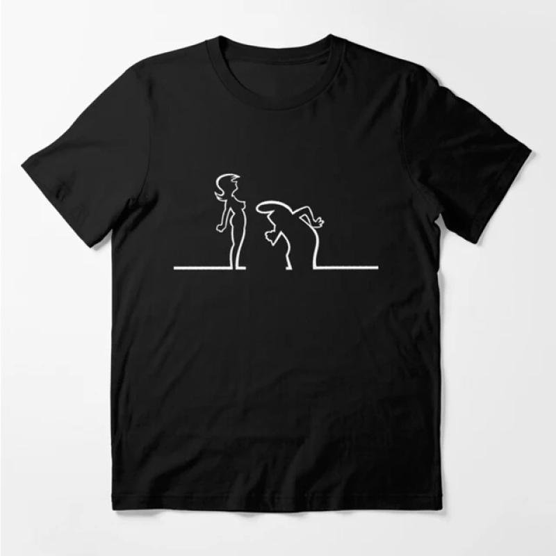 Happy Fashion T-shirts La Linea The Line Osvaldo Cavandoli TV Män Kvinnor Streetwear T-shirt Rundhalsad Casual Toppar Camisetas XXXL black