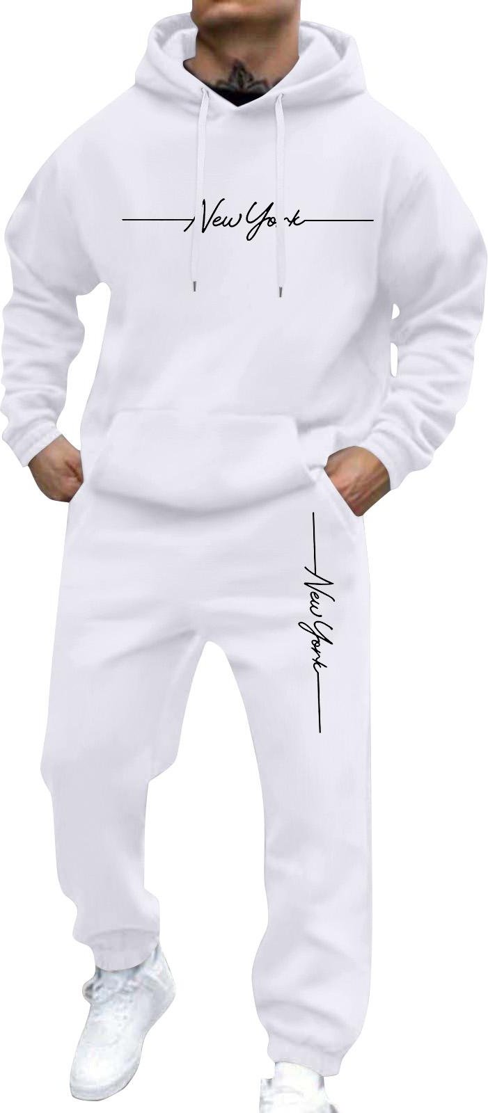 Herr Träningsdräkt Herr Enfärgad Casual Sportdräkt Tröja Dräkt XL white