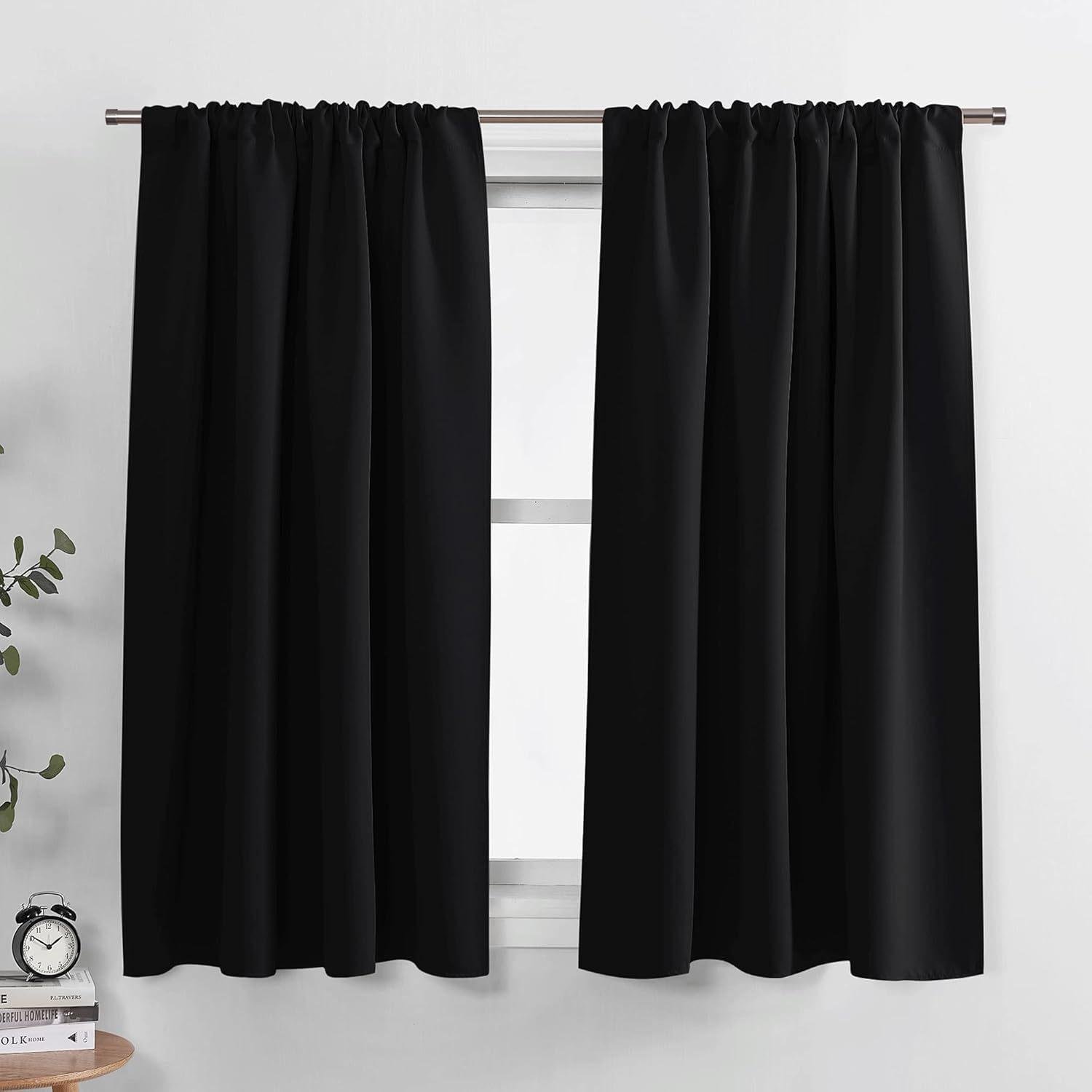 Moderna enfärgade mörkläggningsgardiner energibesparande termiskt isolerade rumsförmörkande draperier för sovrum vardagsrum 140*240cm/pc svart