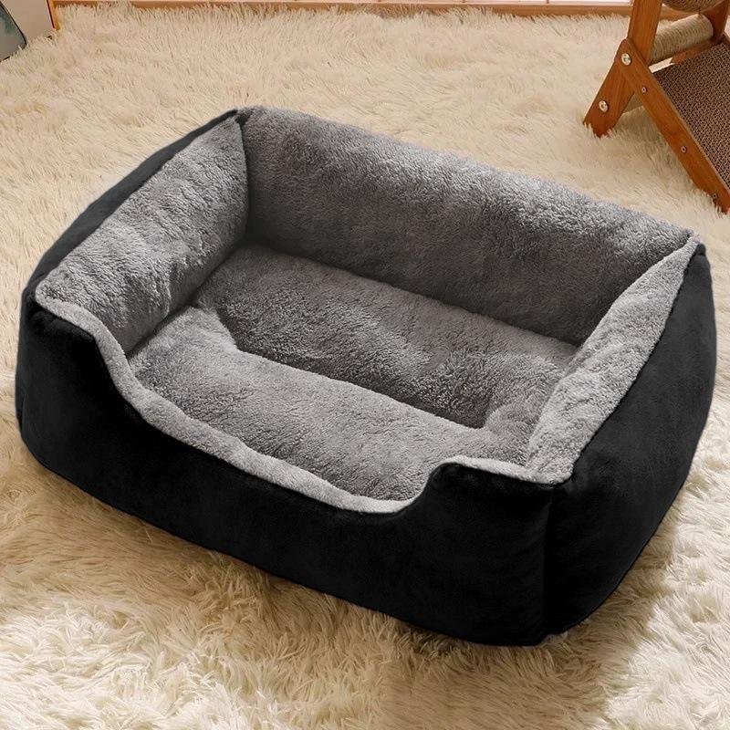 Varmt vinterhusdjursbo Mysig fyrkantig säng för små och medelstora hundar - Året runt, tjock, köldtålig matta. S: 43x30