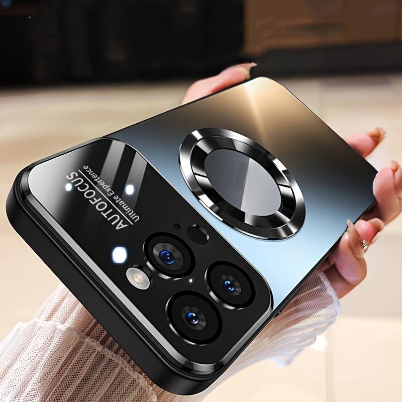 2025 Nytt Titanskal för iPhone 16 15 14 Pro Max, Lyxigt Matt Magnetiskt Skal med Kameralinsskydd, Repskyddande Trådlös Laddning Telefonskal iPhone 12 Pro svart