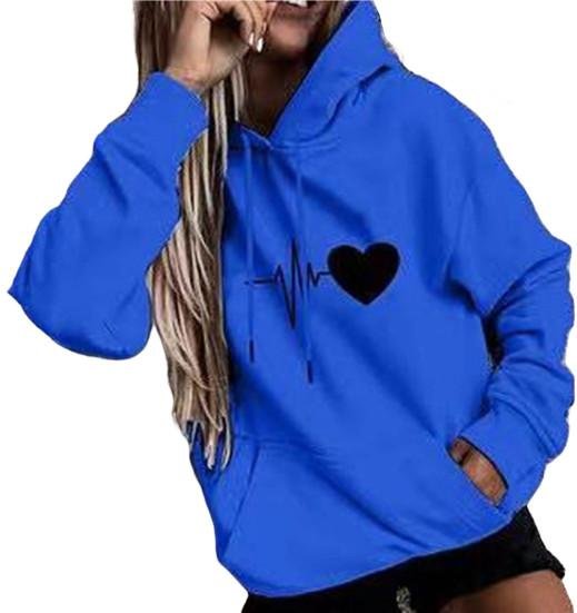 Huvtröja för kvinnor Snygg sweatshirthatt för dagligt bruk L blå