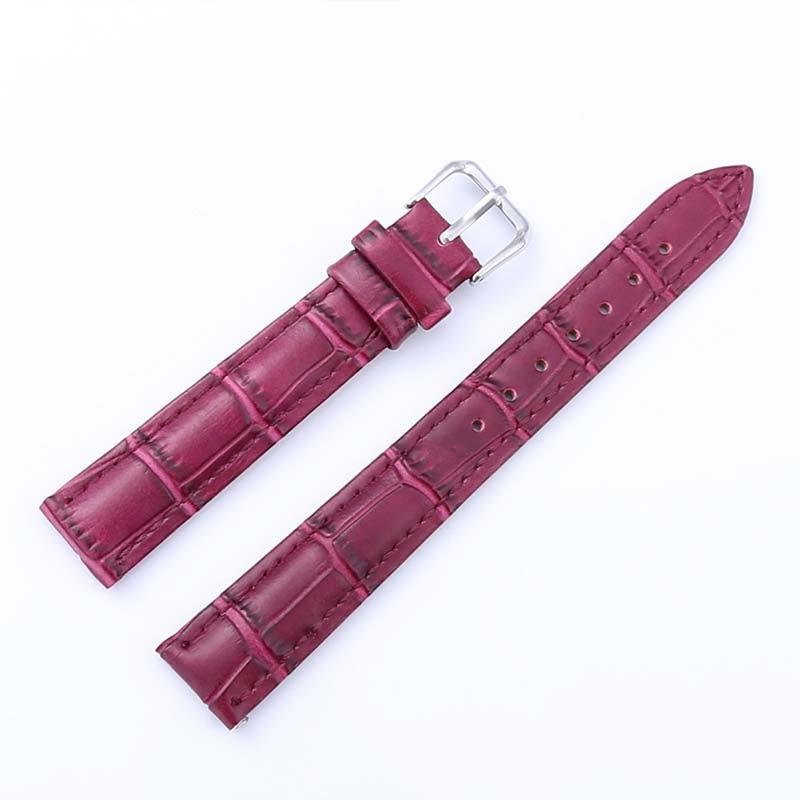 Klockarmband i äkta läder 12/14/16/18/20/22/24 Mm klockband Rem Stålstift Spänne Högkvalitativt handledsbälte Armband 18MM pink