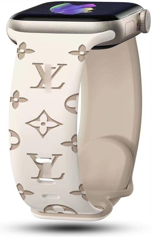 Graverat armband för Apple Watch-band 49mm 46mm 45mm 44mm 42mm 41mm 40mm 38mm Silikonarmband för iWatch Series Ultra 2 S10 9 8 7 SE S10 42mm beige