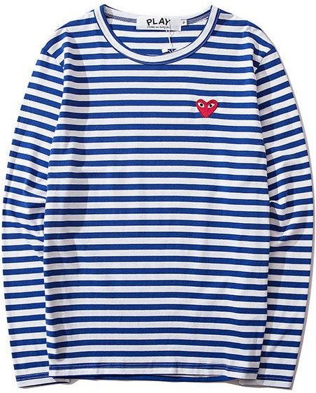 Japansk Stil Randig Broderad Unisex Långärmad Topp Extra Large