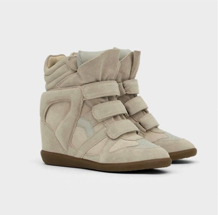 Läder Osynlig Innersula Höjdökande Högskor för Kvinnor, Mångsidiga Casual Skor för Sportkläder 37 beige