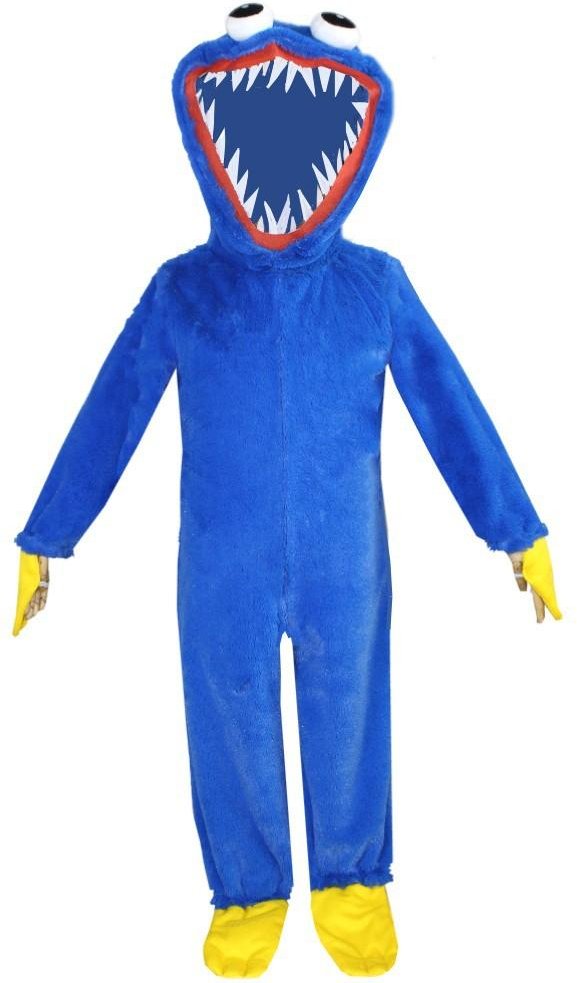 Halloween Blå Mun Monster Onesie Huggy Wuggy Spelkostym Tid Spel Jumpsuit Kigurumi Plyschleksak Barnkalas Julklapp 110 blue