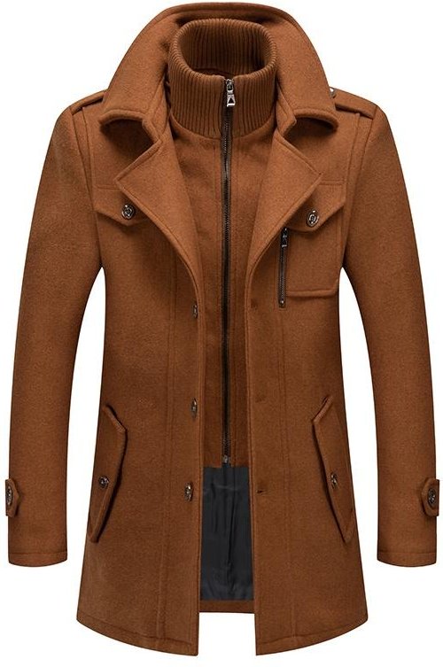 Trenchcoat för män Yllerock för män Jackor för män Modejacka och kappa herrrock Dubbelkragerock Kyltålig jacka XXL brown