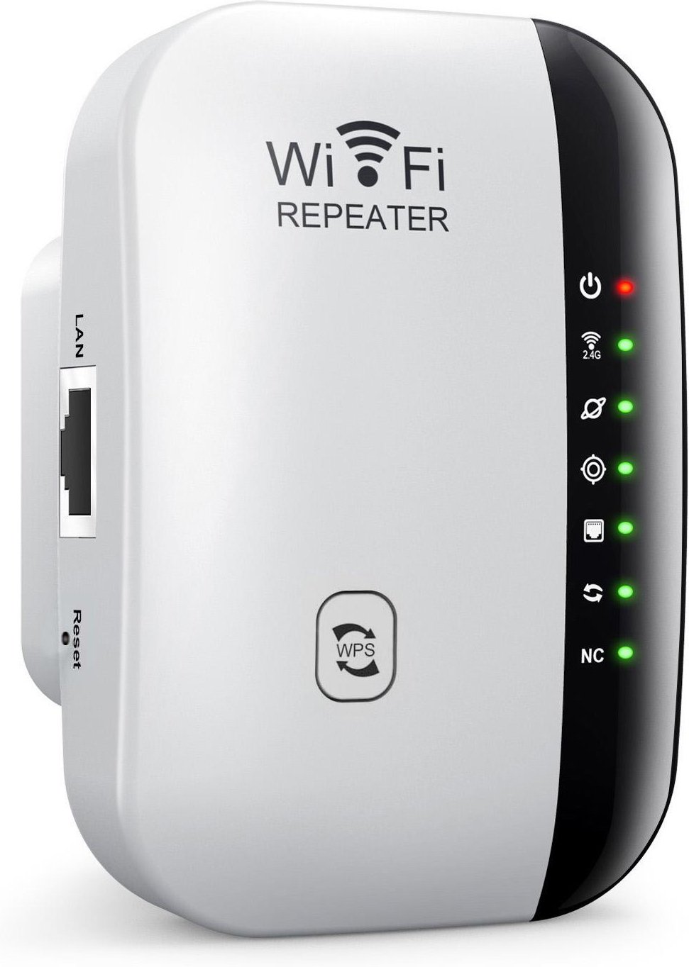 300M WiFi Repeater trådlös signalförstärkare 7 indikatorlampor WiFi Range Extender med Ethernet UK vit