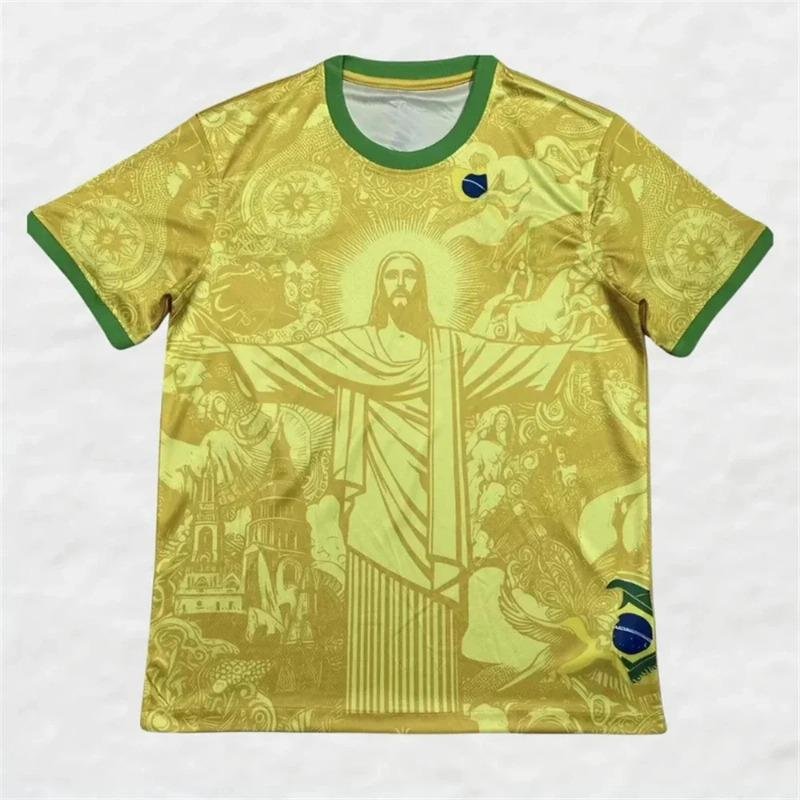 Fotbollstränings-T-shirt Specialutgåva Brasiliansk Jesus Frälsaren Fotbolls-T-shirt Snabbtorkande Andningsbar Sport Kortärmad Barn/Vuxen 100 beige